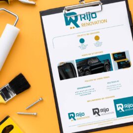 Élaboration d'une charte graphique suite à la création du logo et de l'image de marque de l'entreprise Rijo rénovation.