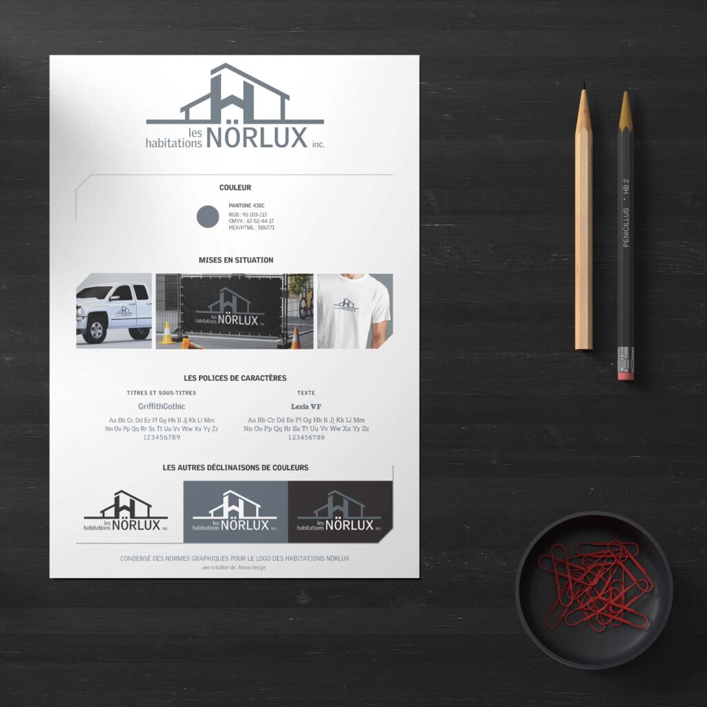 Mini charte graphique pour l'entreprise en construction les habitations nörlux