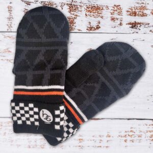 Conception d'article promotionnels pour la collection Bertand Godin. Mitaines aux couleurs de la marque.