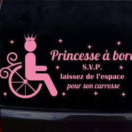 Autocollant bébé à bord princesse handicapée