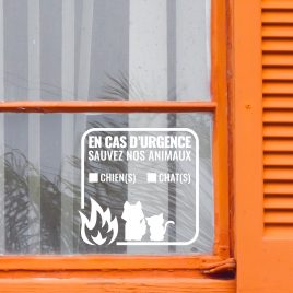 Autocollant pompier en cas d'urgence sauvez nos animaux