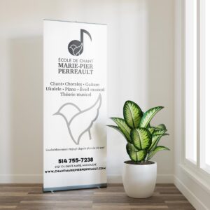 Conception graphique d'un Roll-up pour l'école de chant Marie-Pier Perreault