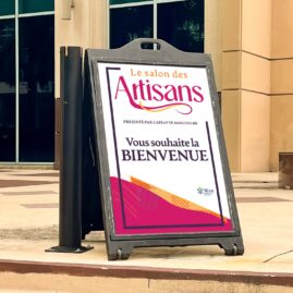 Affiche de trottoir sandwich pour le salon des artisans de Afeas Mascouche