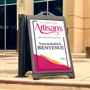 Affiche de trottoir sandwich pour le salon des artisans de Afeas Mascouche