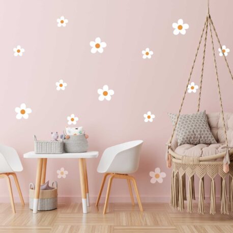 chambre boho marguerites blanche et jaune