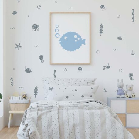 autocollant muraux gris fond marin