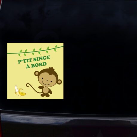 autocollant pour voiture p'tit singe à bord