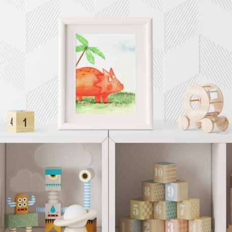 affiche dinosaure tricératops