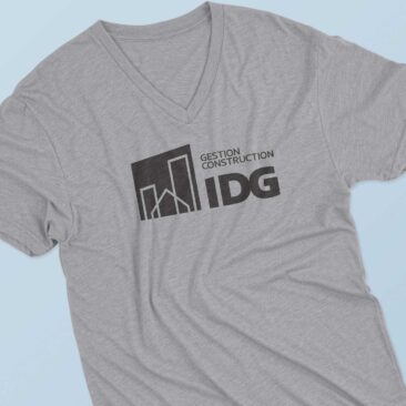 T-shirt gris pour l'entreprise gestion construction idg