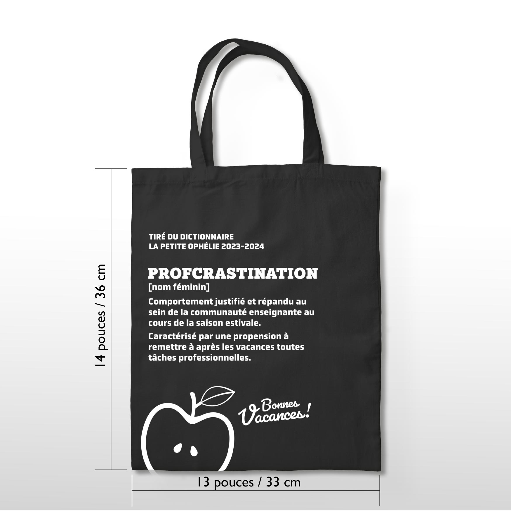 Sac fourre-tout avec mesures 33 cm X 34 cm