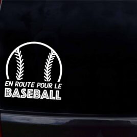Autocollant en route pour le baseball blanc en français