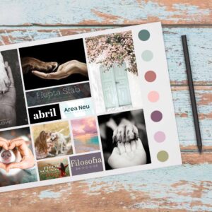 Planche d'inspiration (moodboard) qui a servi à l'élaboration du nouveau logo de l'entreprise Ôm animalya.