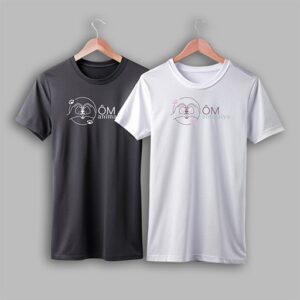 Mockup de T-shirt pour présenter le nouveau logo de l'entreprise Ôm animalya.