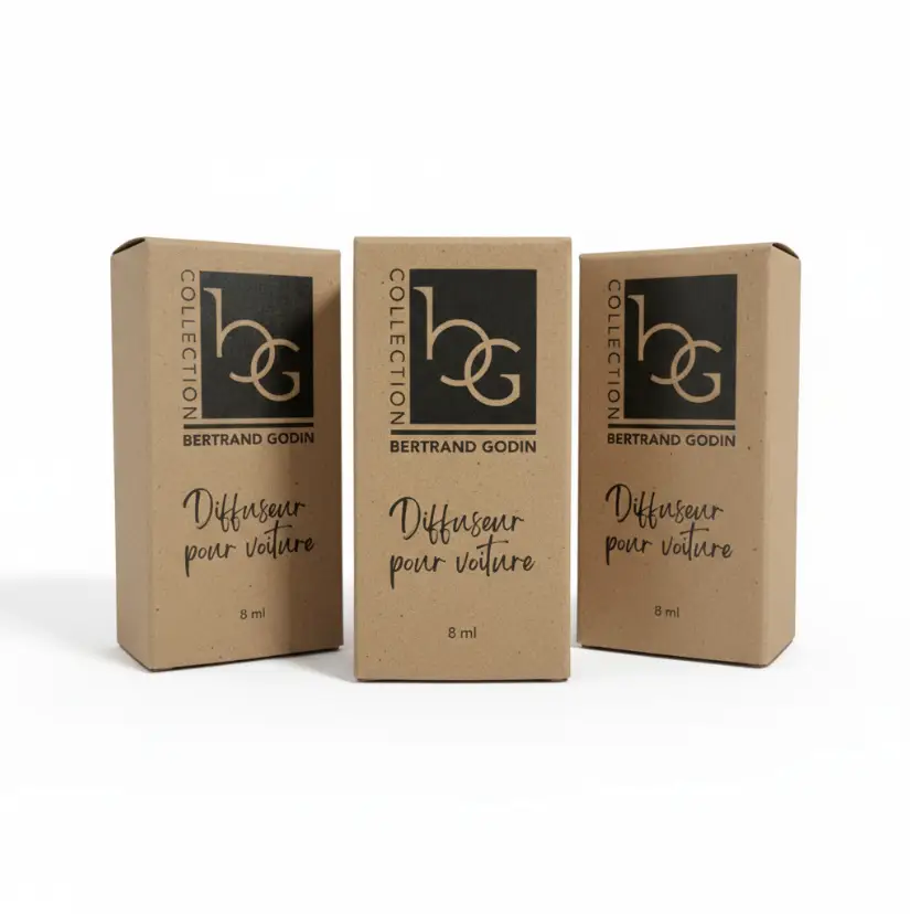 Design de boite de carton. Emballage pour diffuseur de la collection Bertrand Godin.