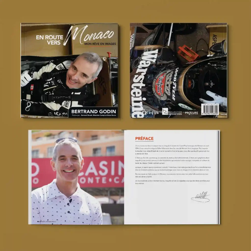 Graphisme d'édition, direction artistique et mise en page d'un album photos pour Bertrand Godin.
