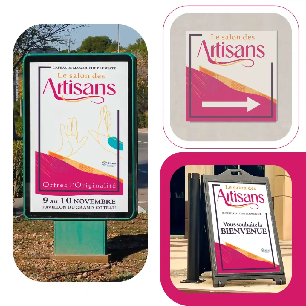 Réalisation graphique de la signalisation pour le salon des artisans de l'aféas
